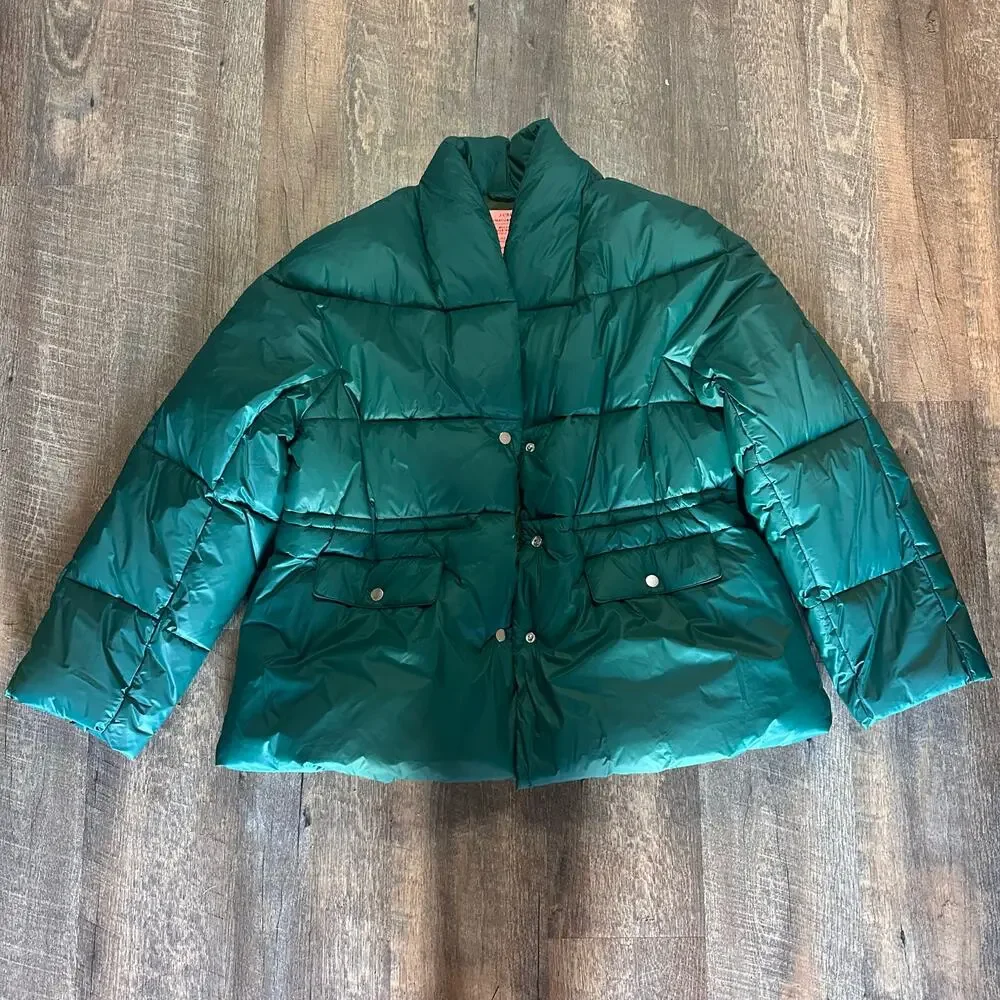 J. Crew Alps puffer jacket with PrimaLoft Sz XL Green Shawl Collar Nylon - Picture 2 of 8